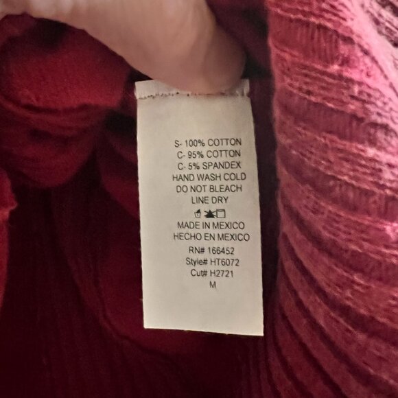 NWT - J.Her Burgundy Mineral Wash Terry Knit Sweater Sweatshirt - Picture 4 of 4